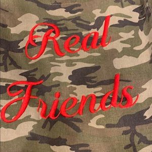 Red Embroidered Camouflage “Real Friends” Jacket